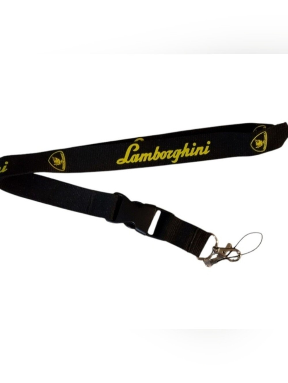 Lamborghini Neck Lanyard Keychain Black Yellow Detachable 20" Badge ID Car Clip